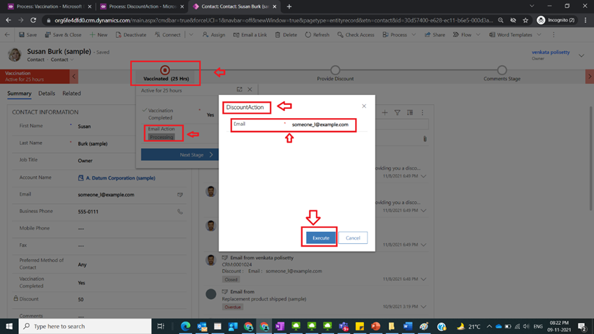 Call Action from BPF in Dynamics CRM